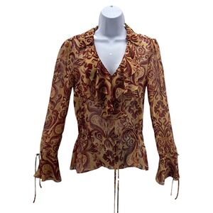 Diane Von Furstenberg Silk Blouse Small Heddy Fall Whimsigoth Fairy Grunge Flowy